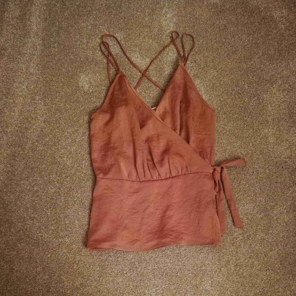 Mauve Wrap Tank Top with Bow